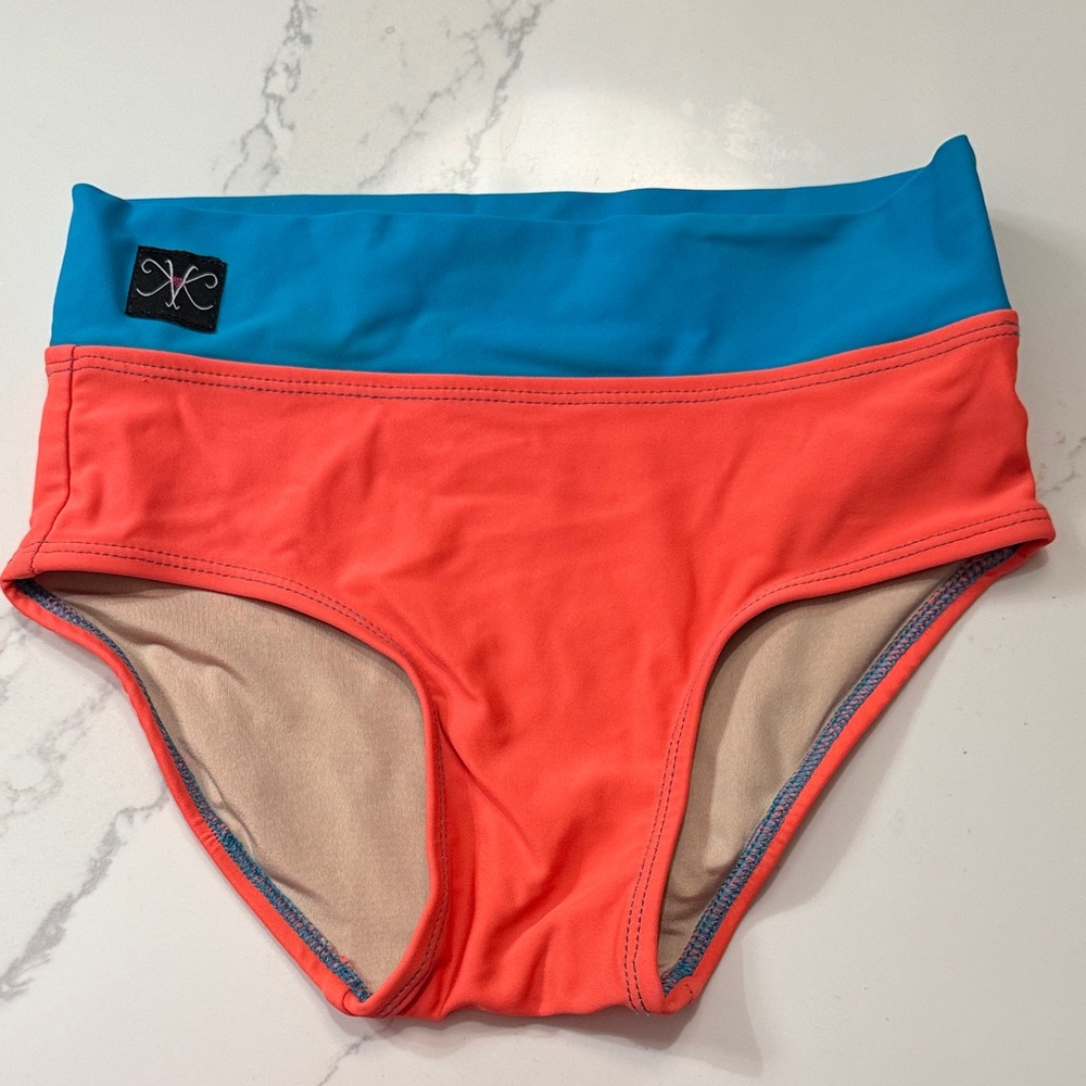 Vibrant Coral and Blue Kids dancewear bottom. Perfect to mix and match